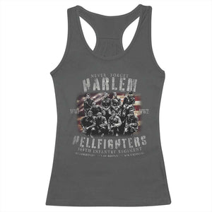 Never Forget Harlem Hellfighters Racerback Tank Top Vintage American Flag TS11 Dark Heather Print Your Wear
