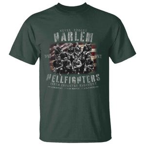 Never Forget Harlem Hellfighters T Shirt Vintage American Flag TS11 Dark Forest Green Print Your Wear