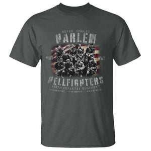 Never Forget Harlem Hellfighters T Shirt Vintage American Flag TS11 Dark Heather Print Your Wear