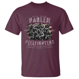 Never Forget Harlem Hellfighters T Shirt Vintage American Flag TS11 Maroon Print Your Wear