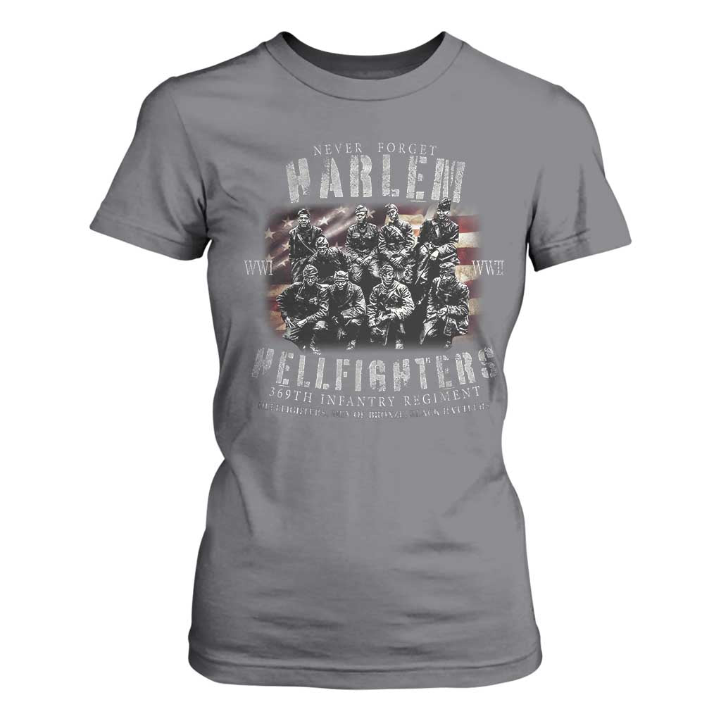 Never Forget Harlem Hellfighters T Shirt For Women Vintage American Flag TS11 Charcoal Print Your Wear