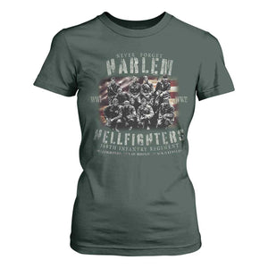 Never Forget Harlem Hellfighters T Shirt For Women Vintage American Flag TS11 Dark Forest Green Print Your Wear