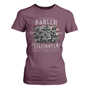 Never Forget Harlem Hellfighters T Shirt For Women Vintage American Flag TS11 Maroon Print Your Wear