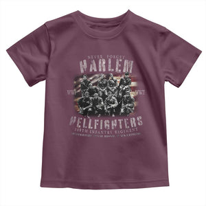 Never Forget Harlem Hellfighters Toddler T Shirt Vintage American Flag TS11 Maroon Print Your Wear