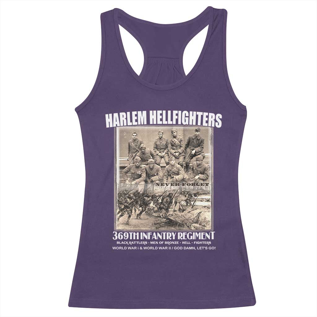 Never Forget Harlem Hellfighters Racerback Tank Top 369TH Infantry Regiment Black God Damn Let's Go TS11 Purple Print Your Wear