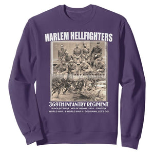 Never Forget Harlem Hellfighters Sweatshirt 369TH Infantry Regiment Black God Damn Let's Go TS11 Purple Print Your Wear