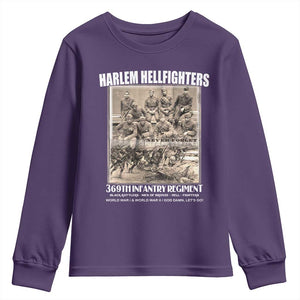 Never Forget Harlem Hellfighters Youth Sweatshirt 369TH Infantry Regiment Black God Damn Let's Go TS11 Purple Print Your Wear
