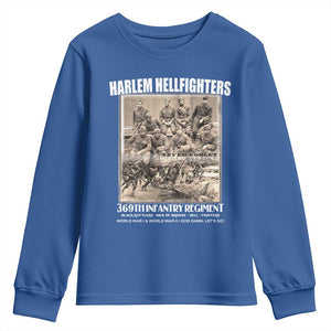 Never Forget Harlem Hellfighters Youth Sweatshirt 369TH Infantry Regiment Black God Damn Let's Go TS11 Royal Blue Print Your Wear