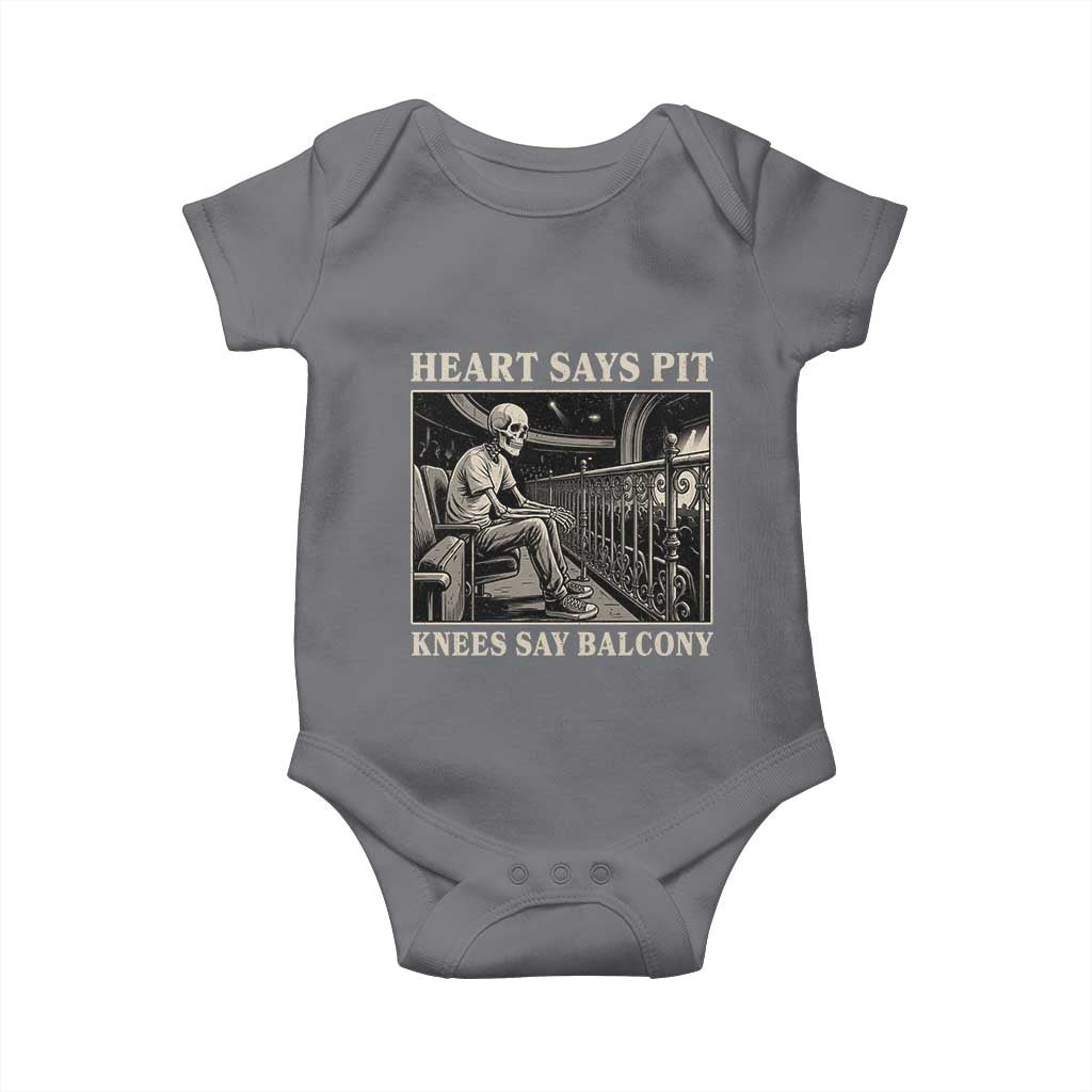 Heart Says Pit Knees Say Balcony Baby Onesie Funny Concert Quote TS11 Charcoal Print Your Wear