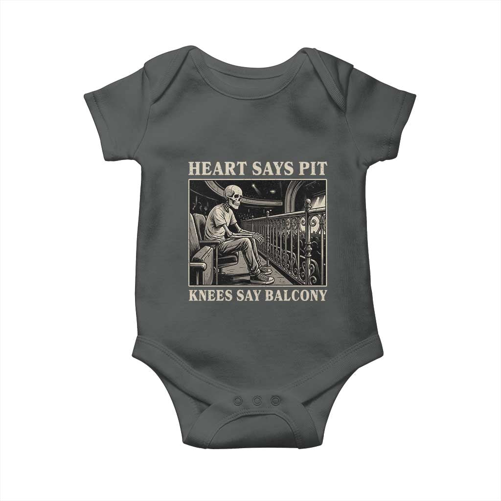 Heart Says Pit Knees Say Balcony Baby Onesie Funny Concert Quote TS11 Dark Heather Print Your Wear