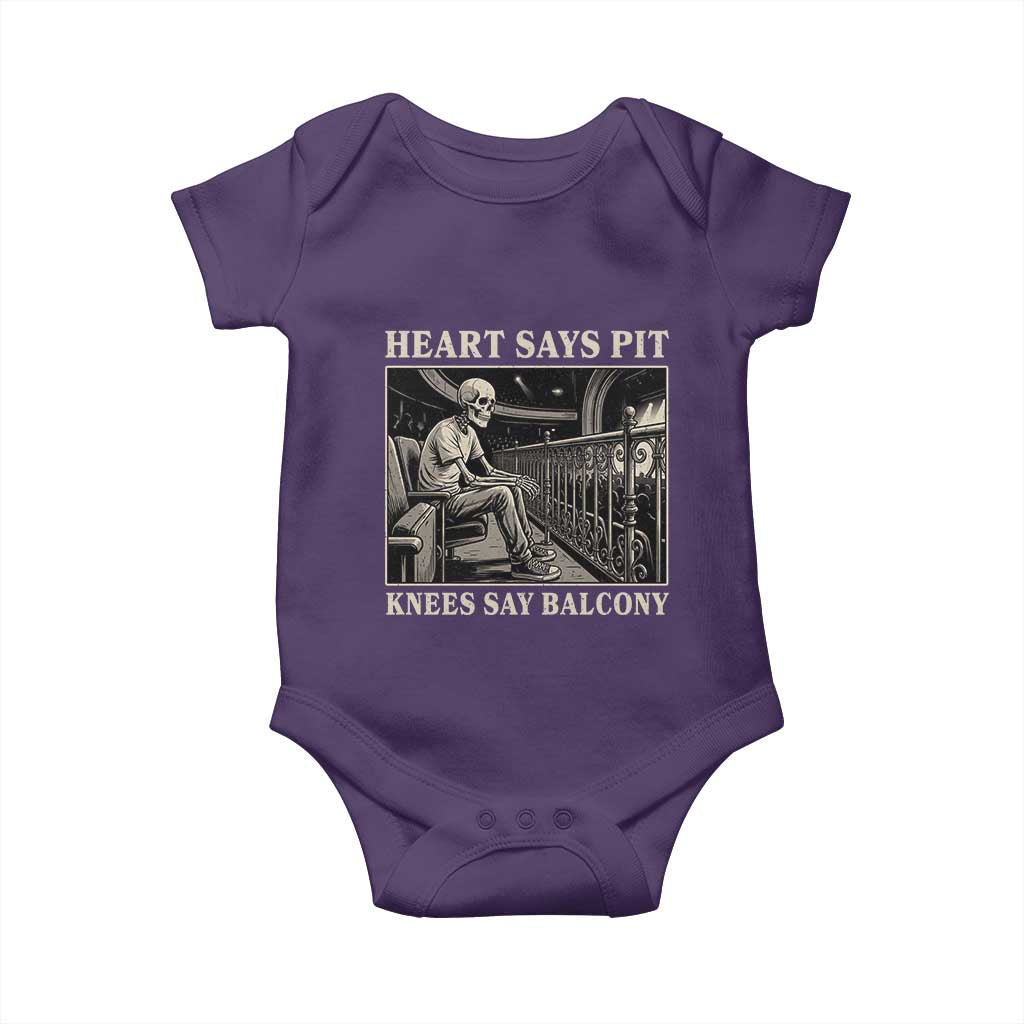 Heart Says Pit Knees Say Balcony Baby Onesie Funny Concert Quote TS11 Purple Print Your Wear