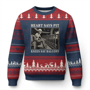 Heart Says Pit Knees Say Balcony Ugly Christmas Sweater Funny Concert Quote TS11 Navy Red Print Your Wear