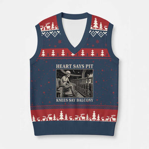 Heart Says Pit Knees Say Balcony V-Neck Knit Sweater Vest Funny Concert Quote TS11 Navy Red Print Your Wear