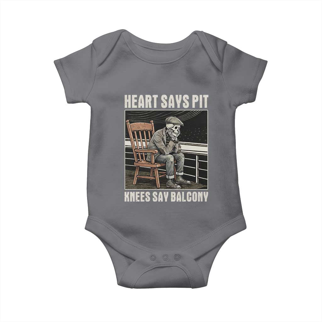 Funny Heart Says Pit Knees Say Balcony Baby Onesie Old Skeleton TS11 Charcoal Print Your Wear
