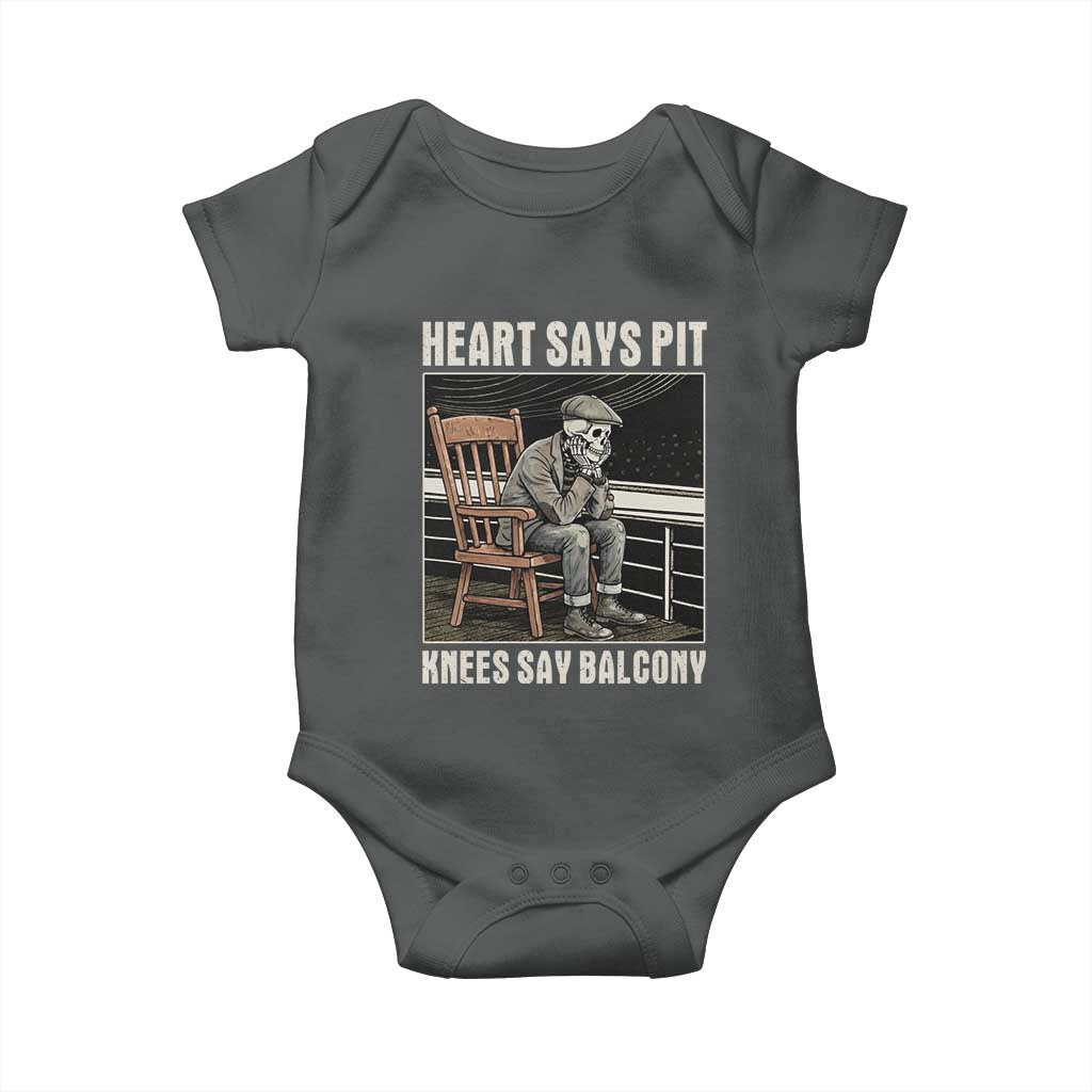 Funny Heart Says Pit Knees Say Balcony Baby Onesie Old Skeleton TS11 Dark Heather Print Your Wear