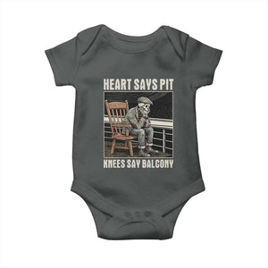 Funny Heart Says Pit Knees Say Balcony Baby Onesie Old Skeleton TS11 Dark Heather Print Your Wear