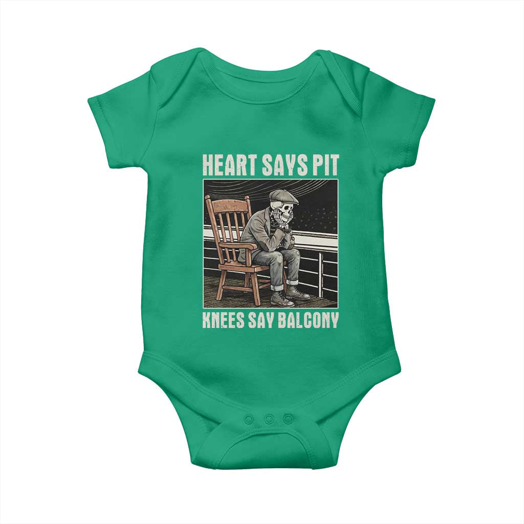 Funny Heart Says Pit Knees Say Balcony Baby Onesie Old Skeleton TS11 Irish Green Print Your Wear
