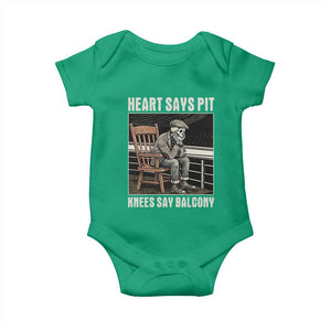 Funny Heart Says Pit Knees Say Balcony Baby Onesie Old Skeleton TS11 Irish Green Print Your Wear