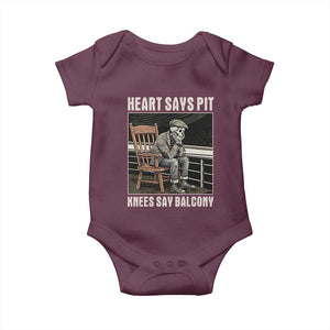 Funny Heart Says Pit Knees Say Balcony Baby Onesie Old Skeleton TS11 Maroon Print Your Wear