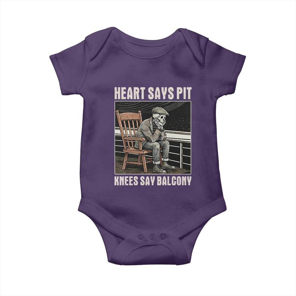 Funny Heart Says Pit Knees Say Balcony Baby Onesie Old Skeleton TS11 Purple Print Your Wear