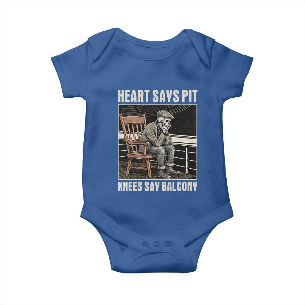 Funny Heart Says Pit Knees Say Balcony Baby Onesie Old Skeleton TS11 Royal Blue Print Your Wear
