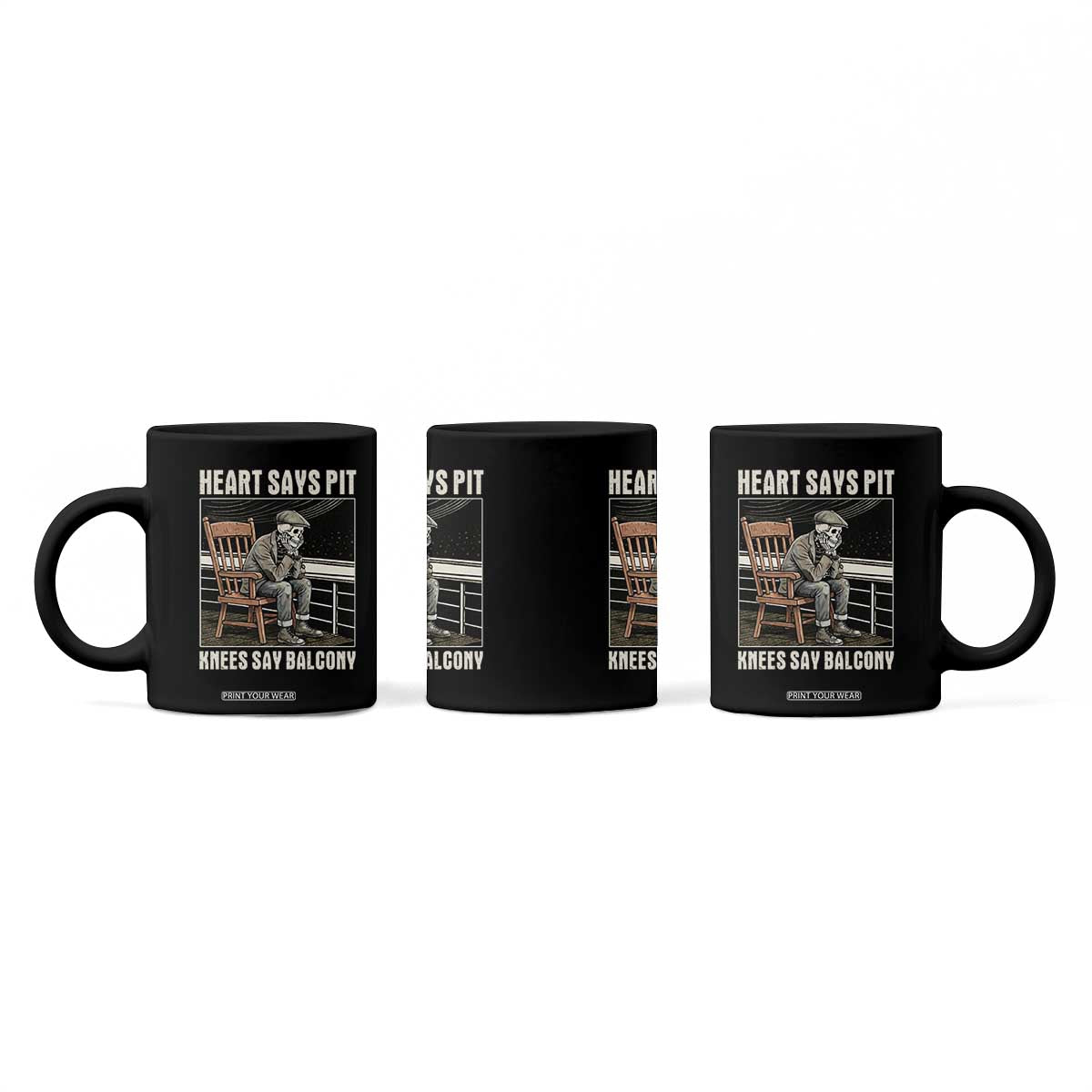 Funny Heart Says Pit Knees Say Balcony Coffee Mug Old Skeleton TS11 Print Your Wear