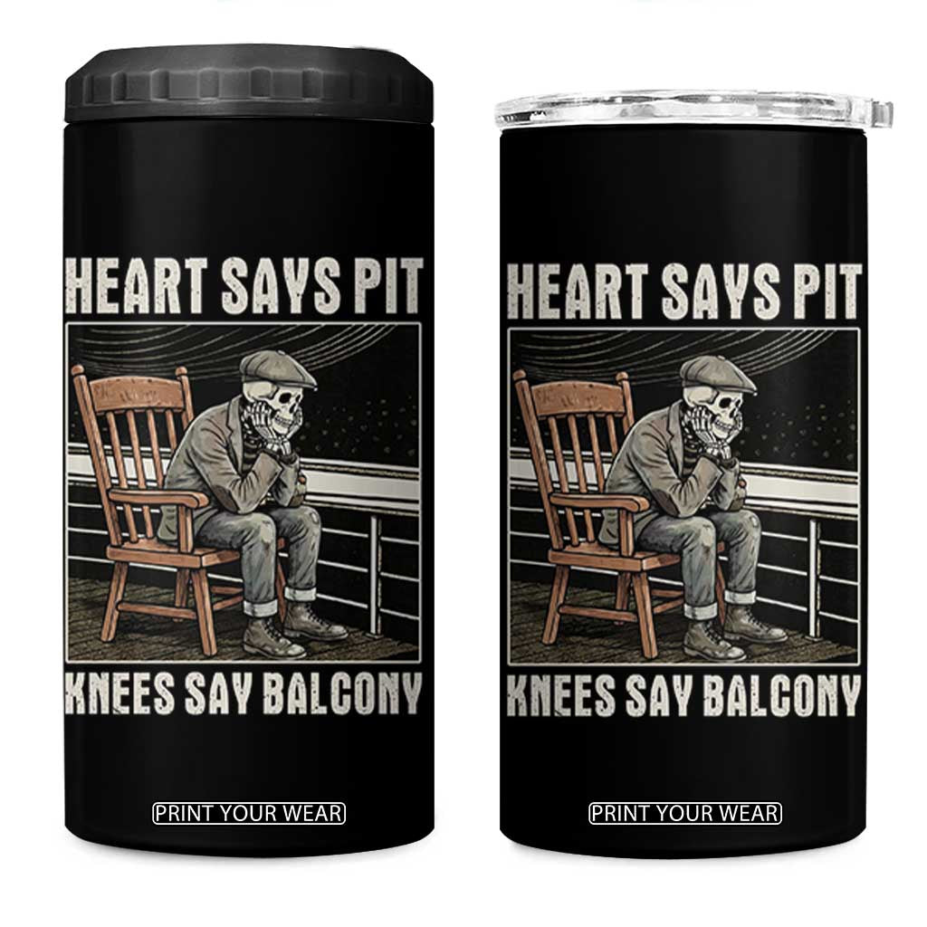 Funny Heart Says Pit Knees Say Balcony 4 in 1 Can Cooler Tumbler Old Skeleton TS11 One Size: 16 oz Black Print Your Wear