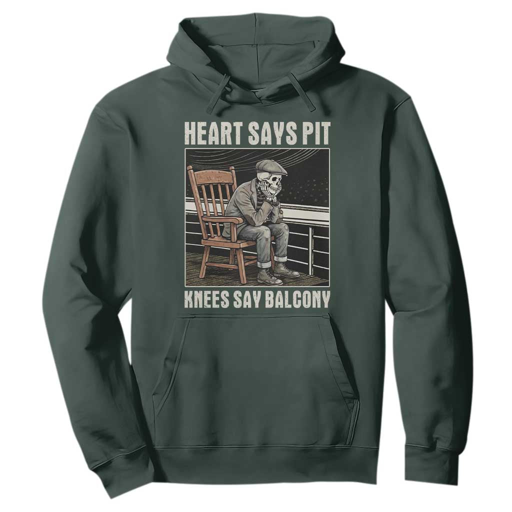 Funny Heart Says Pit Knees Say Balcony Hoodie Old Skeleton TS11 Dark Forest Green Print Your Wear