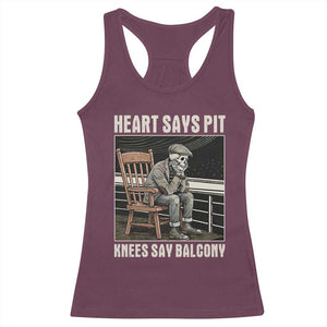 Funny Heart Says Pit Knees Say Balcony Racerback Tank Top Old Skeleton TS11 Maroon Print Your Wear