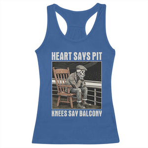 Funny Heart Says Pit Knees Say Balcony Racerback Tank Top Old Skeleton TS11 Royal Blue Print Your Wear