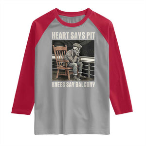 Funny Heart Says Pit Knees Say Balcony Raglan Shirt Old Skeleton TS11 Sport Gray Red Print Your Wear