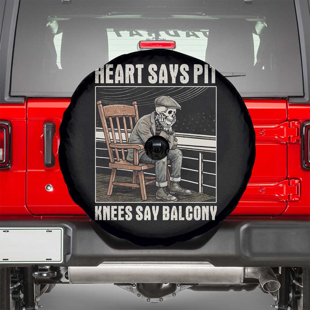 Funny Heart Says Pit Knees Say Balcony Spare Tire Cover Old Skeleton TS11 Black Print Your Wear