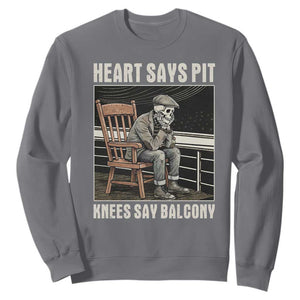 Funny Heart Says Pit Knees Say Balcony Sweatshirt Old Skeleton TS11 Charcoal Print Your Wear
