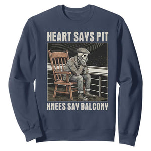 Funny Heart Says Pit Knees Say Balcony Sweatshirt Old Skeleton TS11 Navy Print Your Wear