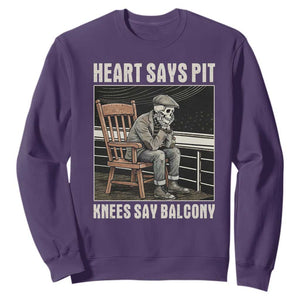 Funny Heart Says Pit Knees Say Balcony Sweatshirt Old Skeleton TS11 Purple Print Your Wear