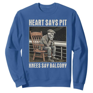 Funny Heart Says Pit Knees Say Balcony Sweatshirt Old Skeleton TS11 Royal Blue Print Your Wear