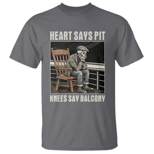 Funny Heart Says Pit Knees Say Balcony T Shirt Old Skeleton TS11 Charcoal Print Your Wear