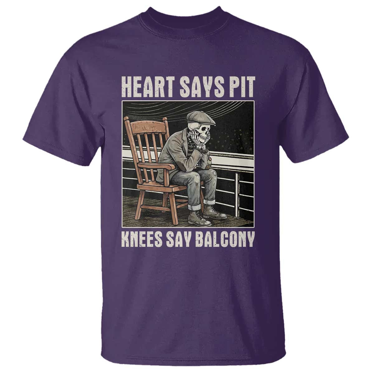 Funny Heart Says Pit Knees Say Balcony T Shirt Old Skeleton TS11 Purple Print Your Wear
