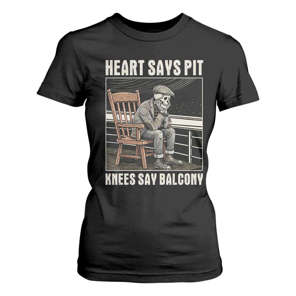 Funny Heart Says Pit Knees Say Balcony T Shirt For Women Old Skeleton TS11 Black Print Your Wear