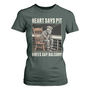 Funny Heart Says Pit Knees Say Balcony T Shirt For Women Old Skeleton TS11 Dark Forest Green Print Your Wear