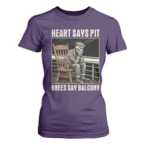 Funny Heart Says Pit Knees Say Balcony T Shirt For Women Old Skeleton TS11 Purple Print Your Wear