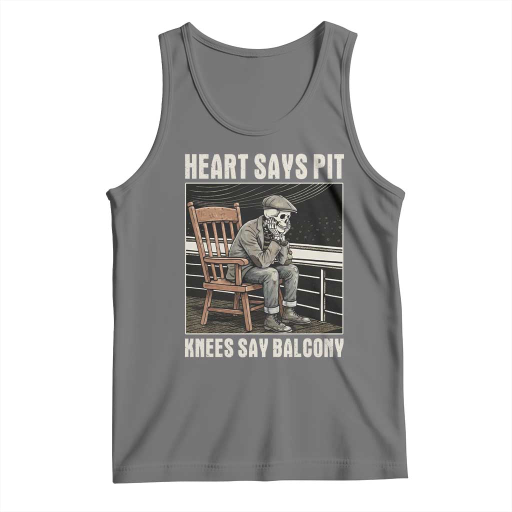 Funny Heart Says Pit Knees Say Balcony Tank Top Old Skeleton TS11 Black Heather Print Your Wear