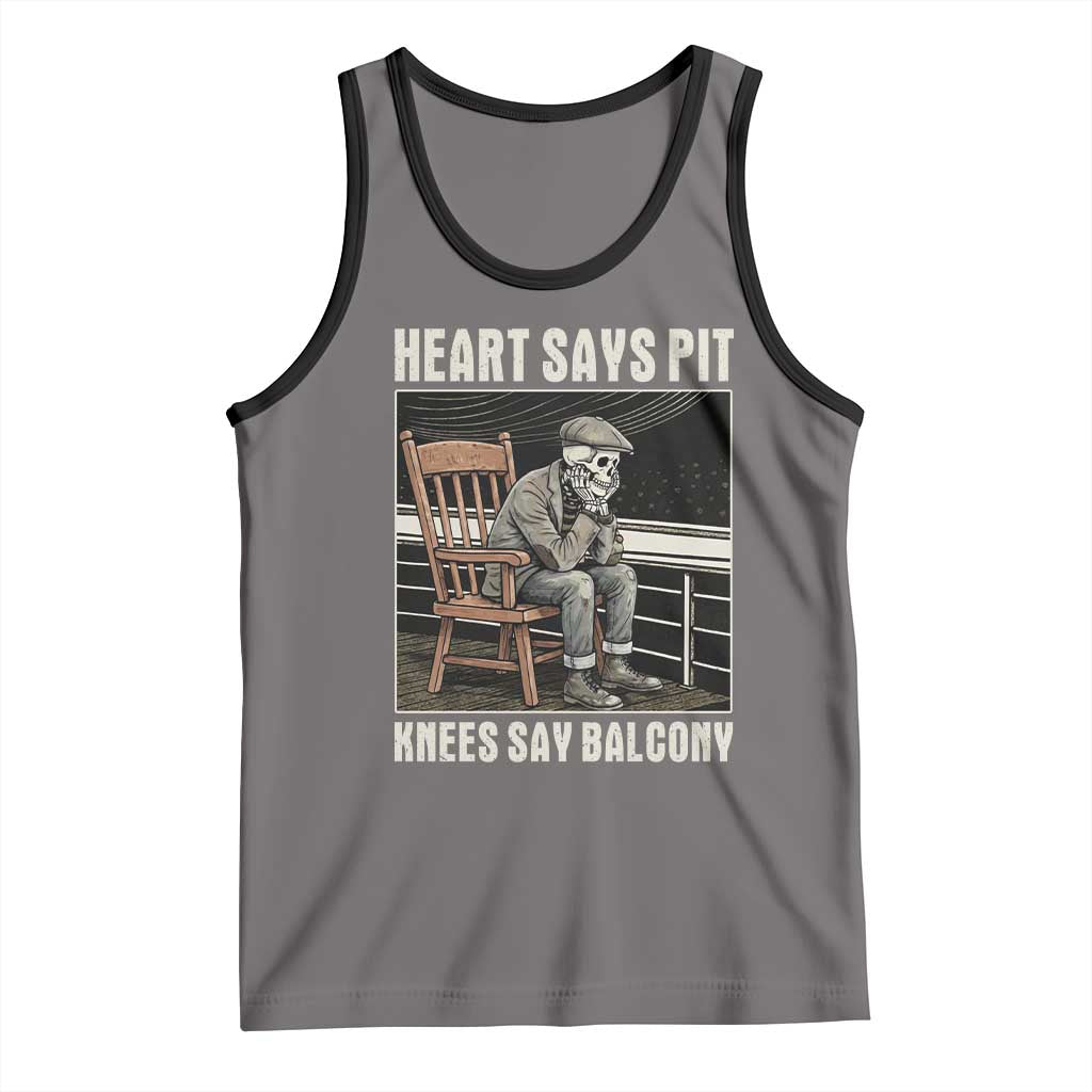 Funny Heart Says Pit Knees Say Balcony Tank Top Old Skeleton TS11 Deep Heather Black Print Your Wear