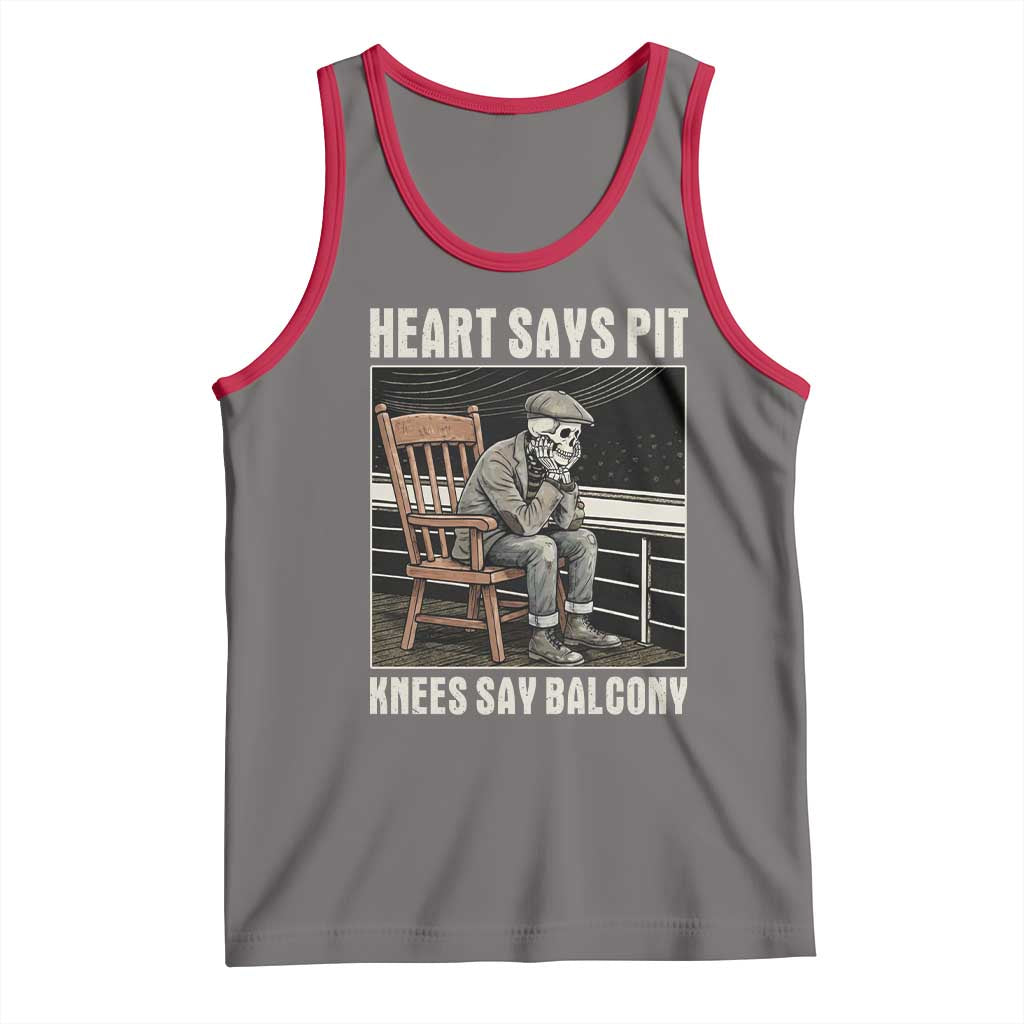 Funny Heart Says Pit Knees Say Balcony Tank Top Old Skeleton TS11 Deep Heather Red Print Your Wear