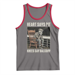 Funny Heart Says Pit Knees Say Balcony Tank Top Old Skeleton TS11 Deep Heather Red Print Your Wear