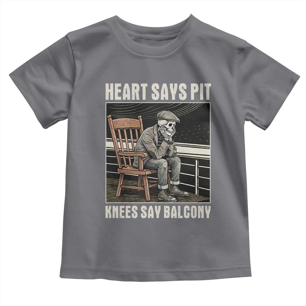 Funny Heart Says Pit Knees Say Balcony Toddler T Shirt Old Skeleton TS11 Charcoal Print Your Wear
