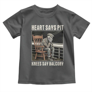 Funny Heart Says Pit Knees Say Balcony Toddler T Shirt Old Skeleton TS11 Dark Heather Print Your Wear