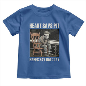 Funny Heart Says Pit Knees Say Balcony Toddler T Shirt Old Skeleton TS11 Royal Blue Print Your Wear