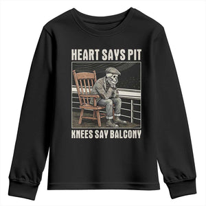 Funny Heart Says Pit Knees Say Balcony Youth Sweatshirt Old Skeleton TS11 Black Print Your Wear