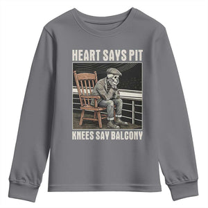 Funny Heart Says Pit Knees Say Balcony Youth Sweatshirt Old Skeleton TS11 Charcoal Print Your Wear